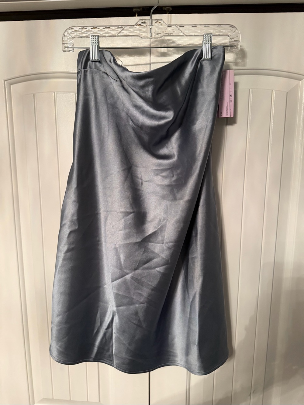 Satin Midi Skirt in Steel Gray